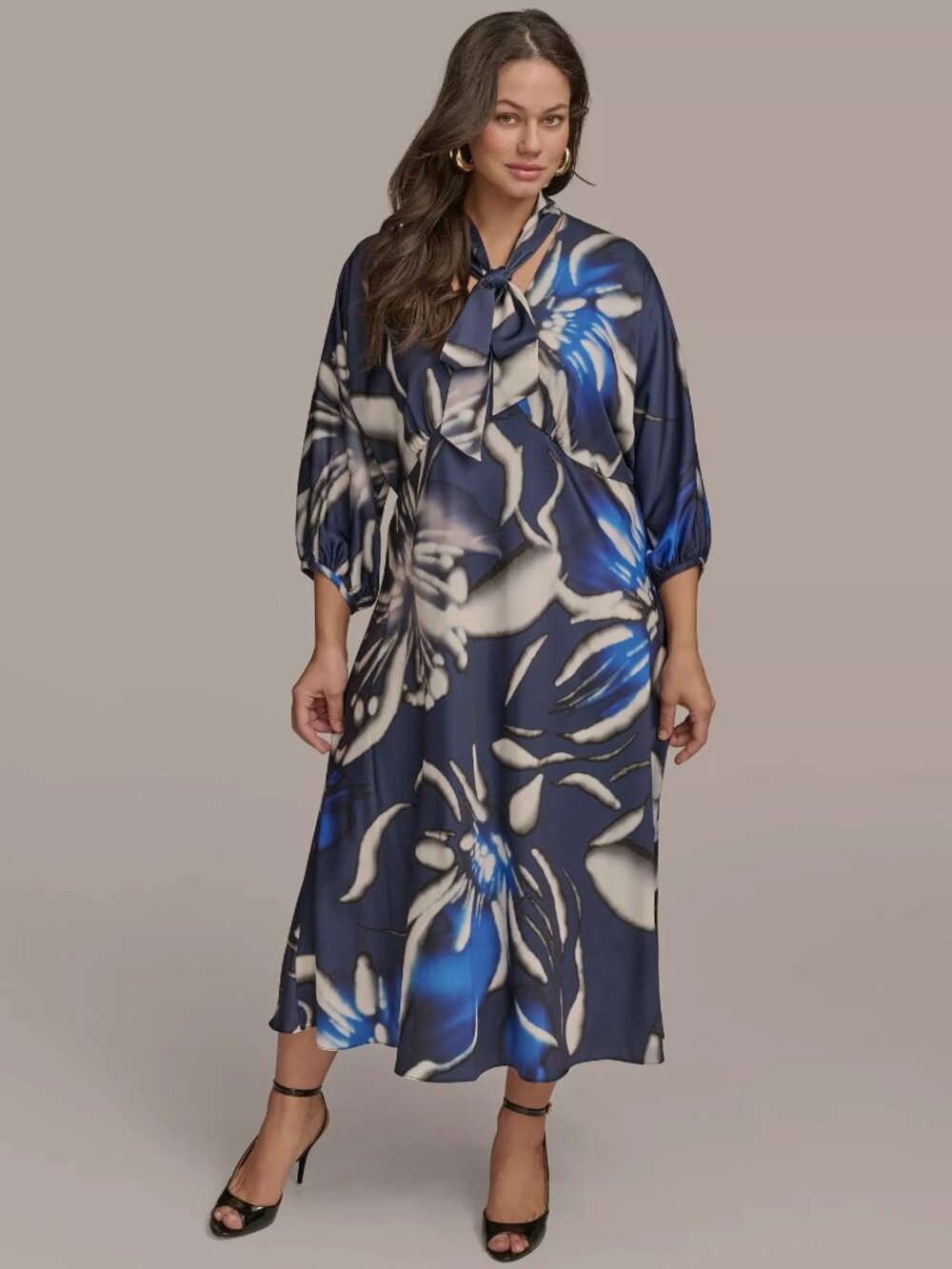 Donna Karan dress Size 16W Floral A-Line